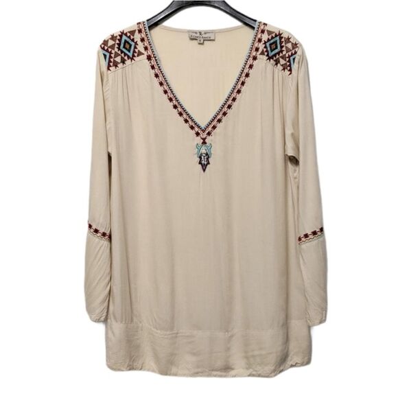 R CINCO RANCH Embroidered Beaded Tunic Top S - Picture 1 of 8